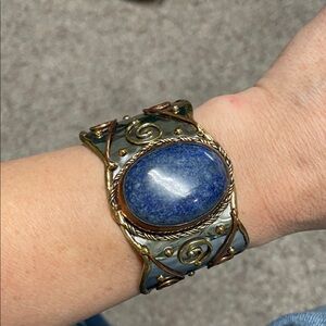 Sterling copper lapis stone hand crafted Cuff Bracelet - new